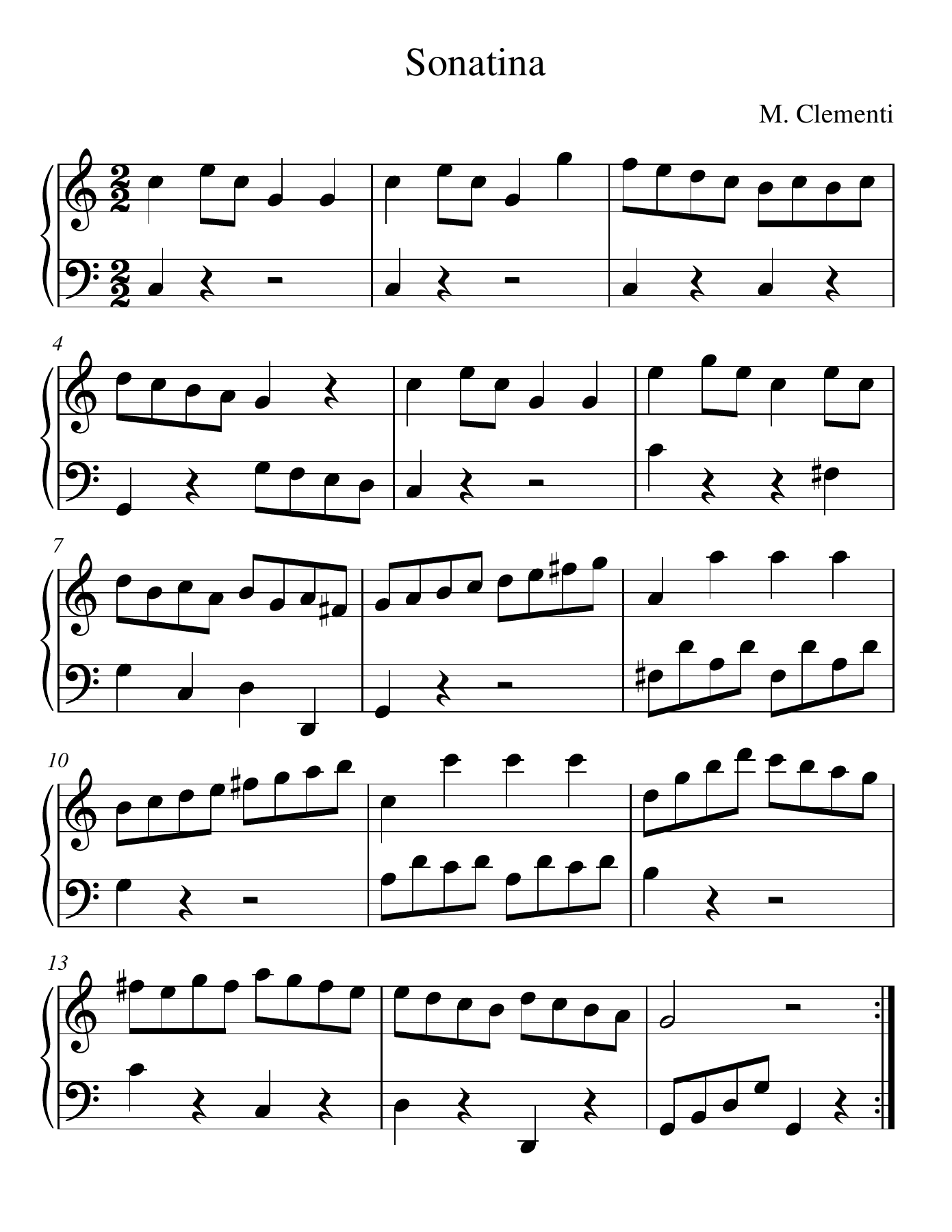 First page of the three-page Letter print of Clementi’s Sonatina