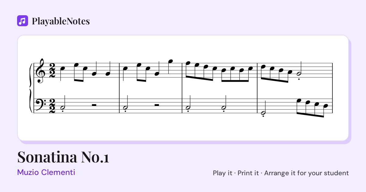 The first bars of Sonatina No.1 by Muzio Clementi, engraved.