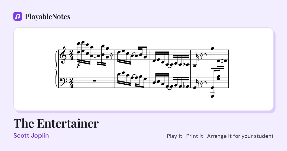 The first bars of The Entertainer by Scott Joplin, engraved.