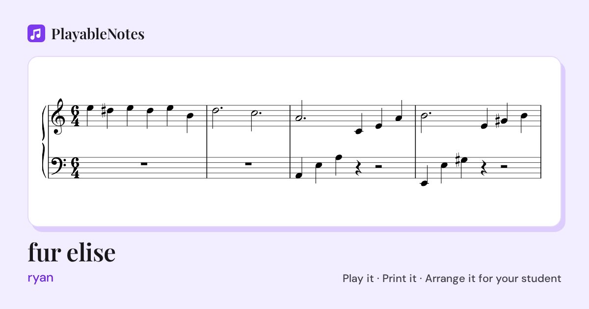 The first bars of fur elise by ryan, engraved.