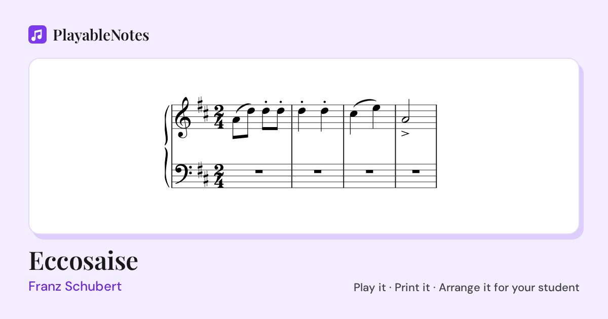 The first bars of Eccosaise by Franz Schubert, engraved.