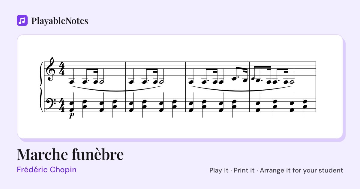 The first bars of Marche funèbre by Frédéric Chopin, engraved.