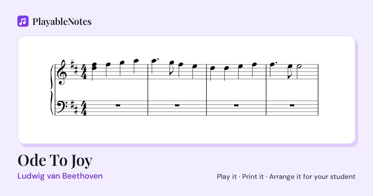 The first bars of Ode To Joy by Ludwig van Beethoven, engraved.