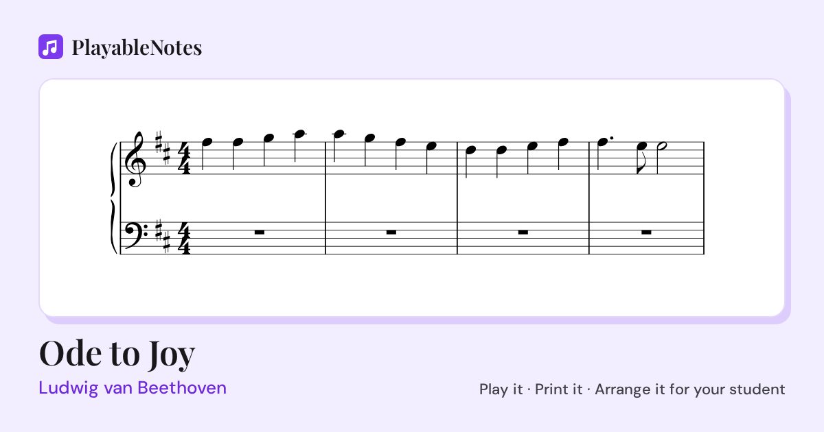 The first bars of Ode to Joy by Ludwig van Beethoven, engraved.