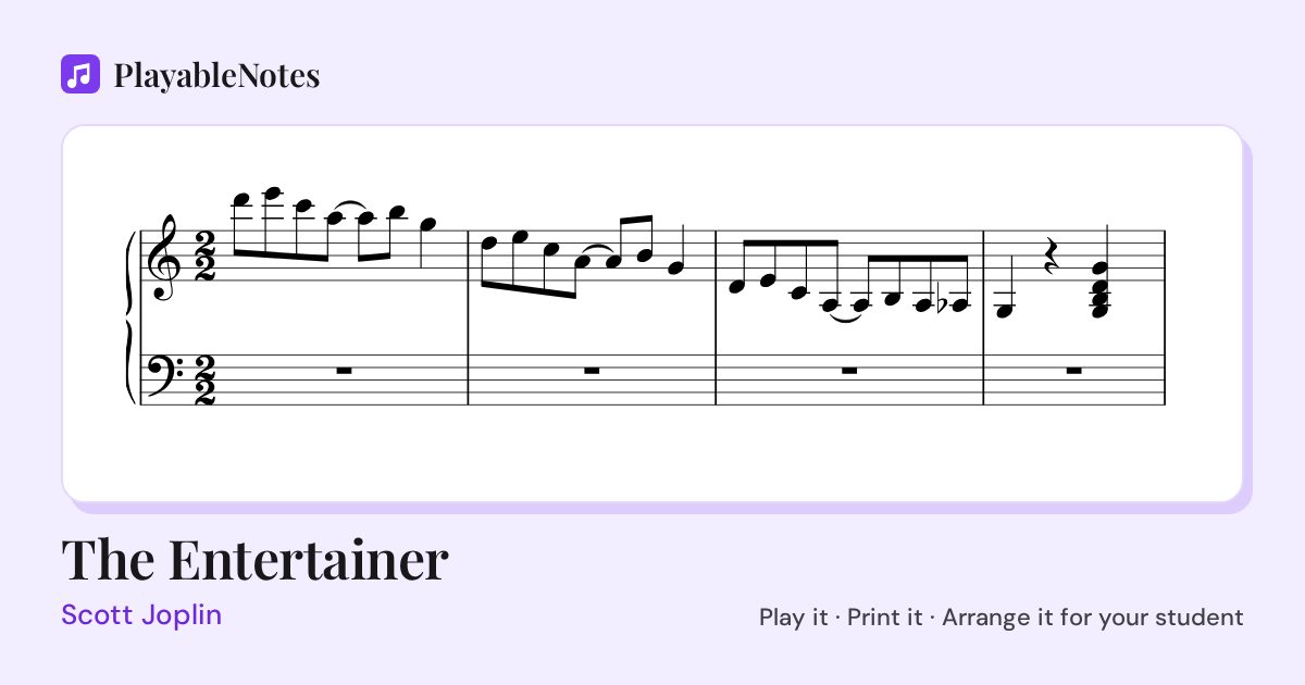 The first bars of The Entertainer by Scott Joplin, engraved.