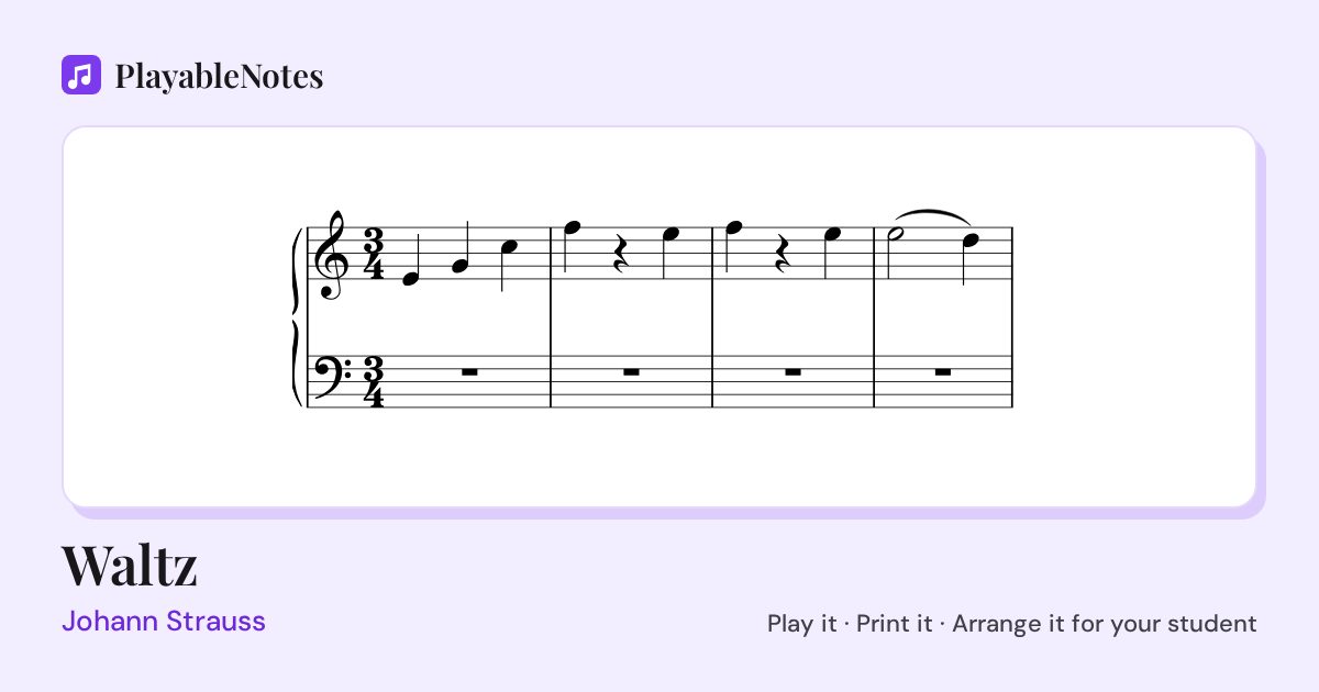 The first bars of Waltz by Johann Strauss, engraved.