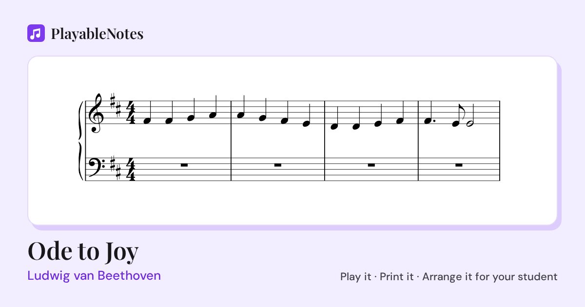 The first bars of Ode to Joy by Ludwig van Beethoven, engraved.