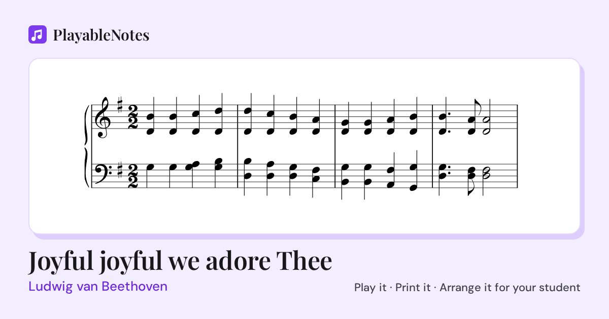 The first bars of Joyful joyful we adore Thee by Ludwig van Beethoven, engraved.