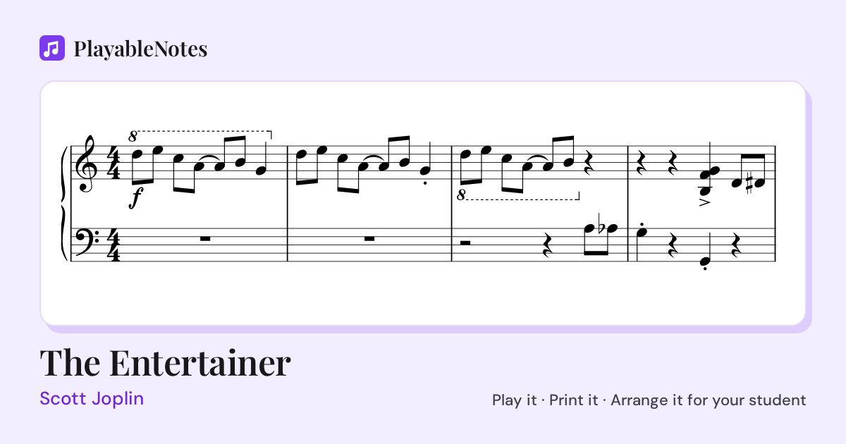 The first bars of The Entertainer by Scott Joplin, engraved.